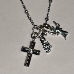 Claire’s Faith, Cross & Angel Silver Necklace